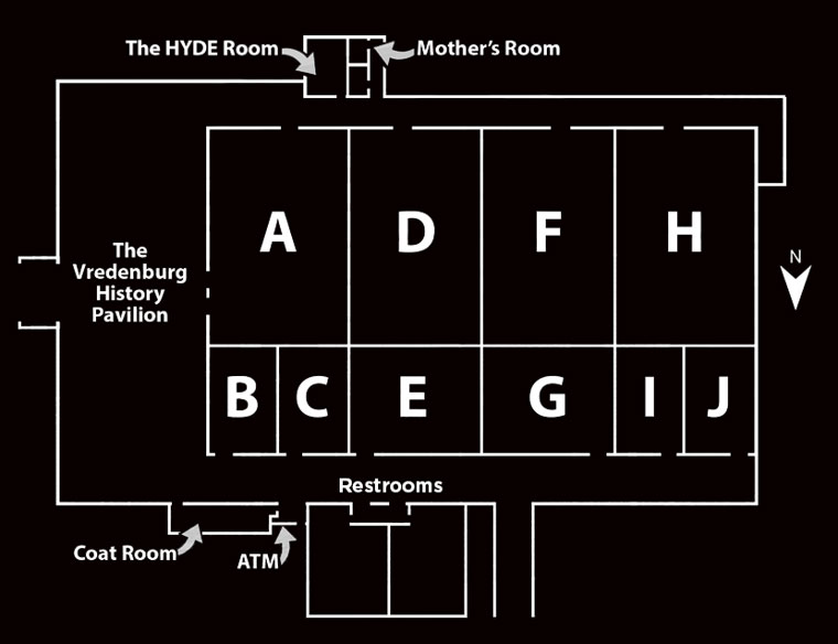 Layout of the different rooms in the conference center
