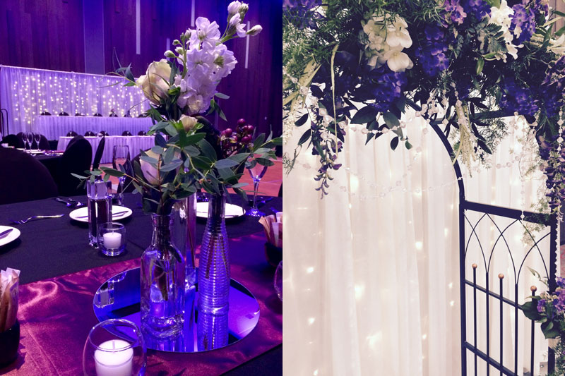 Floral decorations at two different events