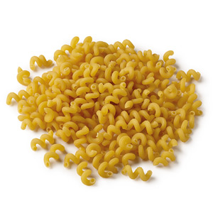 A portion of dry cavatappi pasta